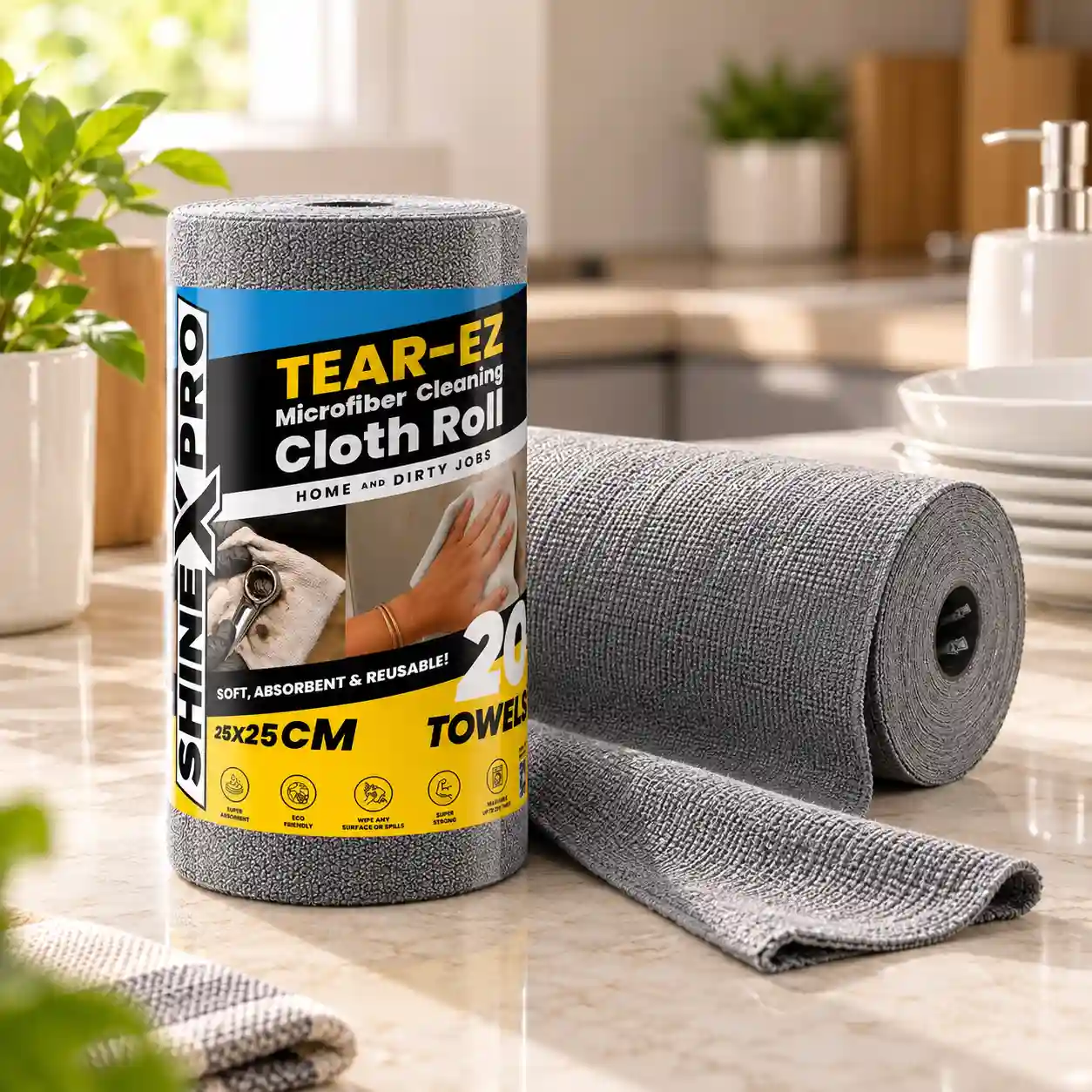 ShineXPro Microfiber Cleaning Cloth Roll
