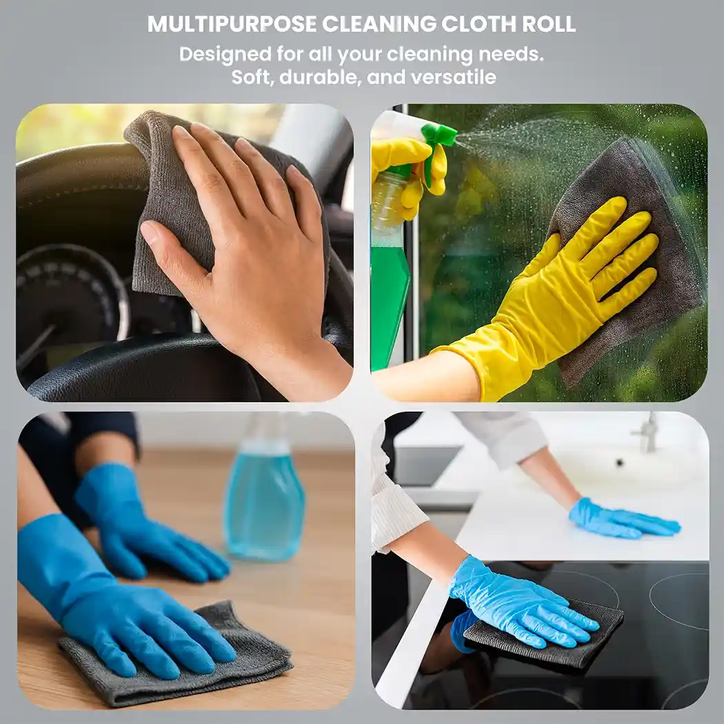 ShineXPro Microfiber Cleaning Cloth Roll – 20Pcs, Tearable & Reusable, 25×25cm - Image 3